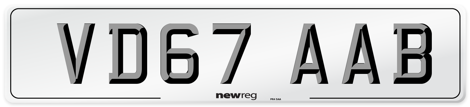 VD67 AAB Number Plate from New Reg